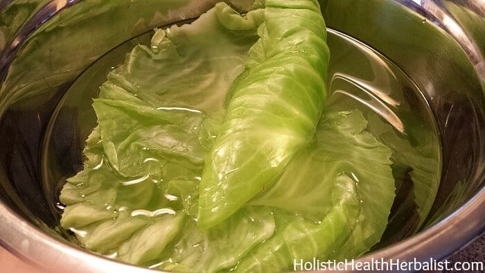 ice bath for cabbage leaves