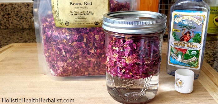 How to infuse witch hazel with roses